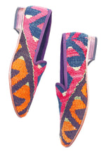 Load image into Gallery viewer, Pair of colorful handmade loafer shoes with geometric pattern