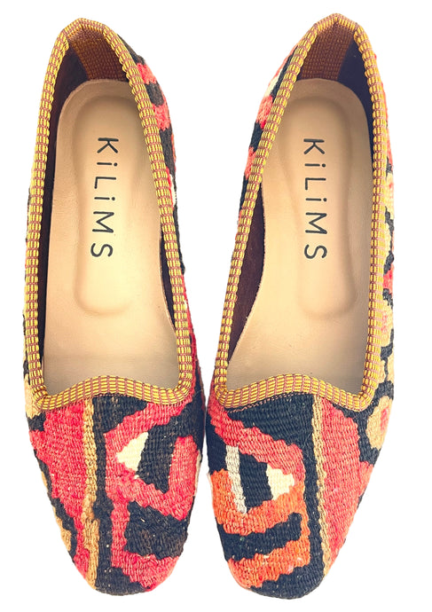 red woven flats