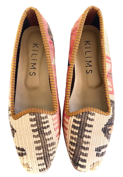 beige woven loafers