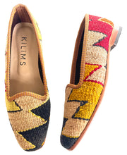 Load image into Gallery viewer, Pair of Kilim loafers with geometric pattern on a white background