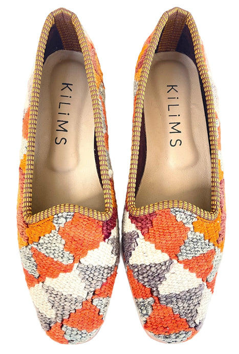 beautiful pattern loafers zig zag orange grey