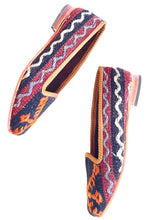 Load image into Gallery viewer, kilim slip-ons with wonderful fabric and slight heel