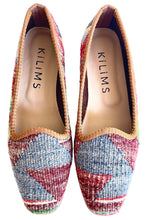 Load image into Gallery viewer, blue kilim flats for women