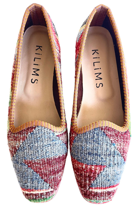 blue kilim flats for women