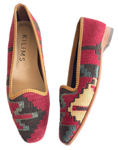 Load image into Gallery viewer, Pair of kilim loafers burgundy color EU size 40, US size 9.5