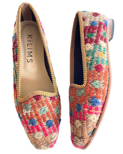 Colorful woven kilim loafer shoes for women