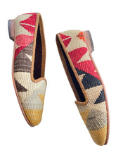 Load image into Gallery viewer, Pair of patterned women&#39;s handmade loafers in size 40