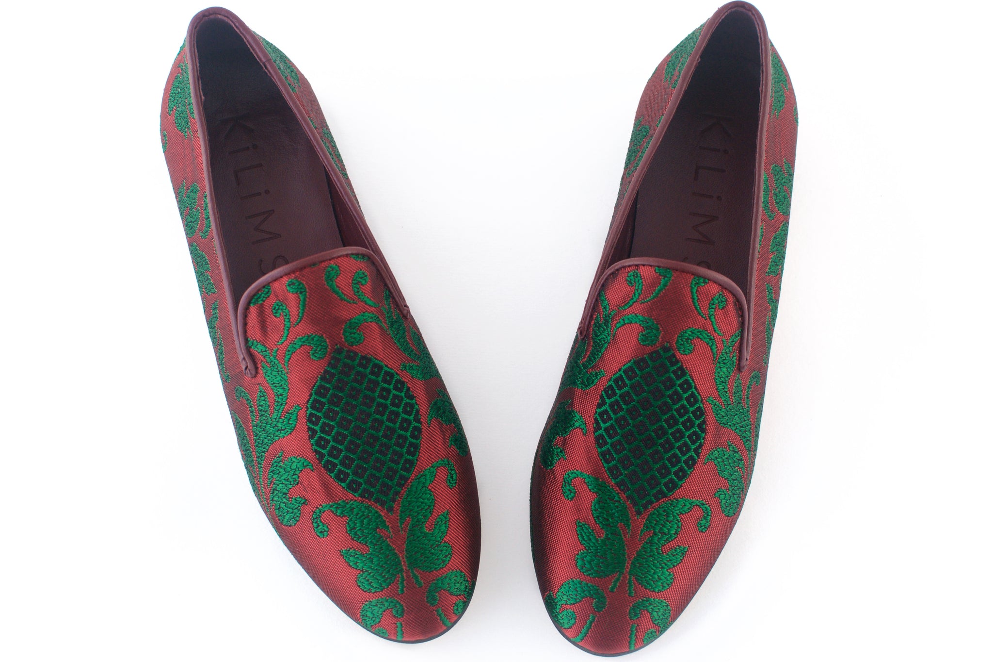 Women's Burgundy Brocade Slippers – Kilims by the makers