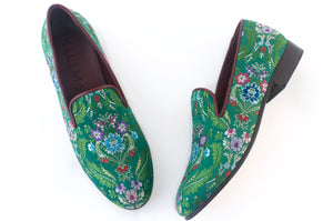 Women's Green Brocade Valenciana Slippers