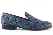 Load image into Gallery viewer, blue brocade loafers