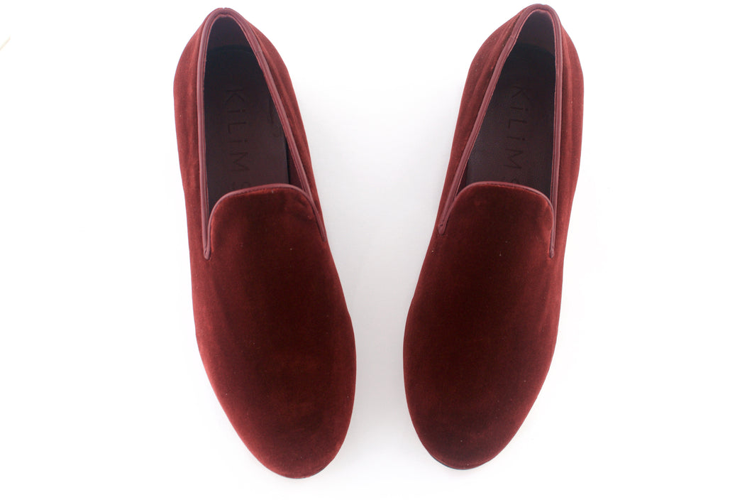 men's maroon velvet slippers
