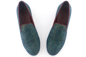 men's blue velvet slippers