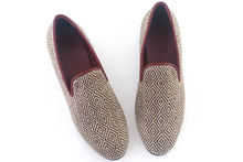 Load image into Gallery viewer, Brown tweed slippers
